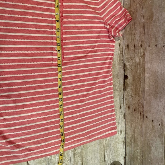 HP! Tory Burch Soft Ruffle Trim Striped Polo size Large - Picture 5 of 11